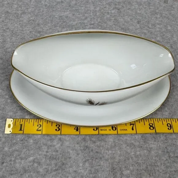 Noritake Wheatcroft Gravy Boat w/ Attached Underplate Vintage China 5852 - Picture 7 of 12